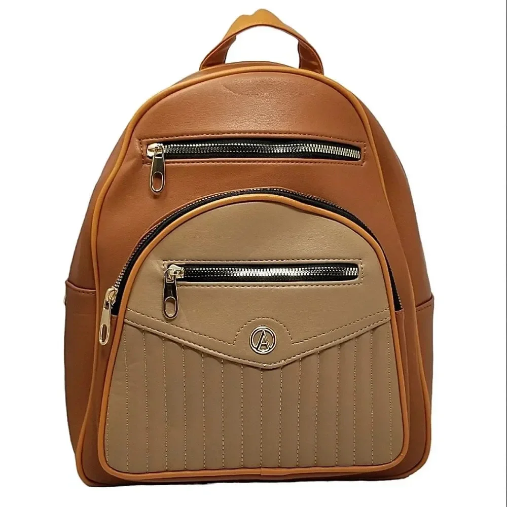 Brown and Khaki Large Backpack purse